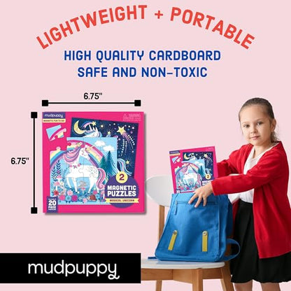 Mudpuppy - Magical Unicorn - Set of Two 20 Piece Magnetic Puzzles for Kids - style: Unicorn Magic