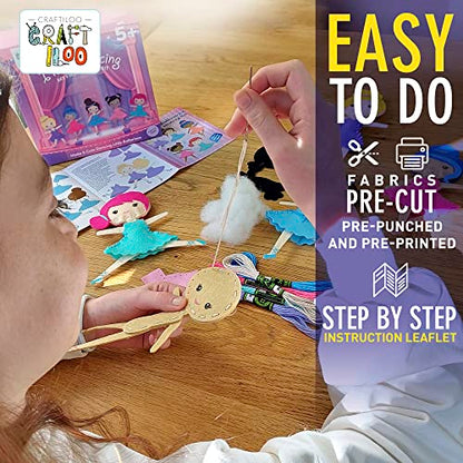Ballerina Sewing Kit for Kids Ages 5-12 - 5 Felt Dancer Dolls, Beginner - color: Ballerina Kit