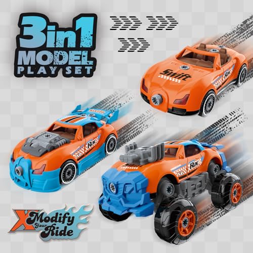 Pup Go 43 Pcs Take Apart Car for Boys Ages 3-8 Year, Build Your Own Car Set - color: Orange
