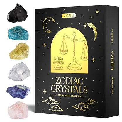 Wyspell Libra Crystal Set - 6 Raw Libra Healing Stones - Zodiac Gifts - color: Libra
