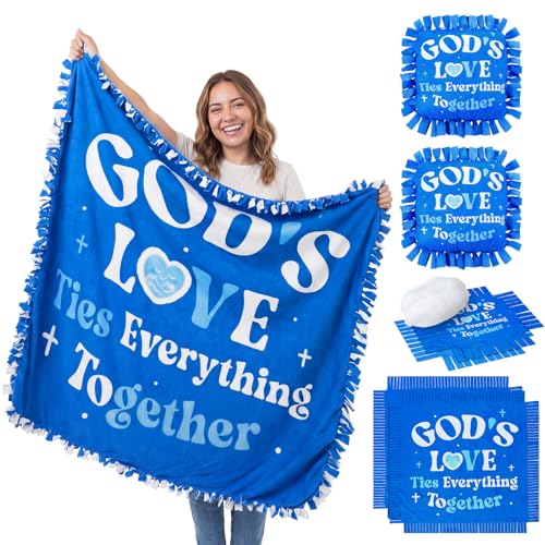Vicenpal 3pcs God's Love Tie Blanket Kit Christian Fleece Pillow Craft Gift - style: God's Love