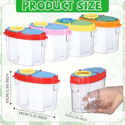 Halloscume 4 Pcs Bug Catcher for Kids Collector Toy Bug Habitat with Magnified Viewer, Insect Habitat, Outdoor Toys, Insect Box Magnifying Tools & Carry Strap - Educational Outdoor Adventure Gift