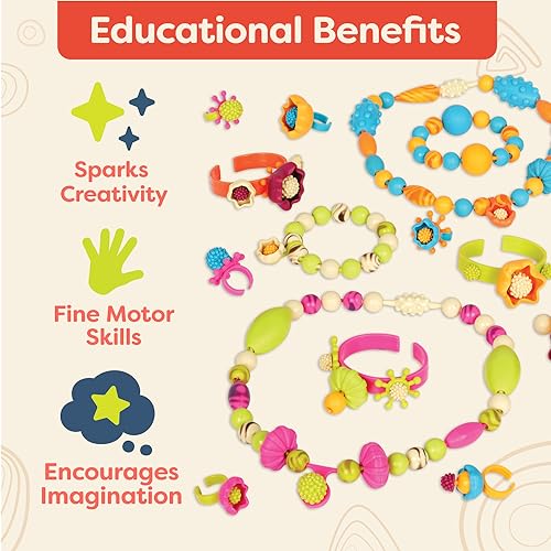 B. toys Pop Arty! Pop Beads Jewelry Making Kit, 500 Pieces, Arts & Crafts