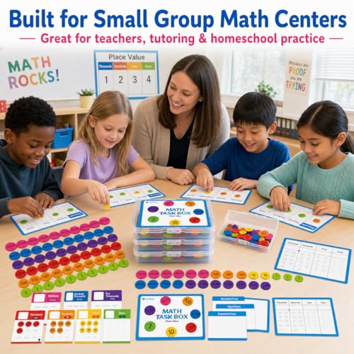 Math Task Box Place Value Manipulative Set, 5 Boxes Packs