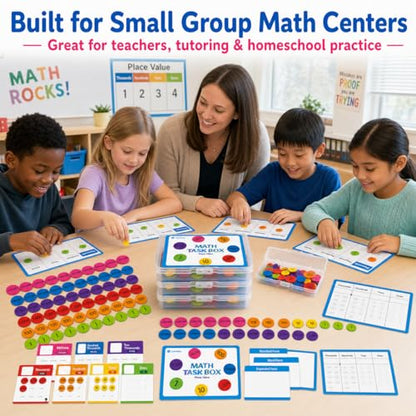 Math Task Box Place Value Manipulative Set, 5 Boxes Packs