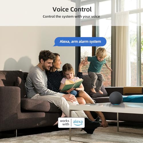 Wireless Home Alarm System 9-Piece Kit, WiFi Alarm System for Home Security with Phone APP Alert (Black Alarm Siren, Remote, Motion, and Door Sensors) for Home, Apartment, Work with Alexa
