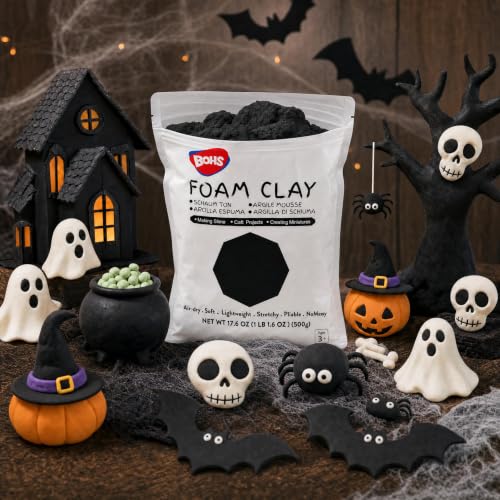 BOHS Foam Clay, Black Air Dry Modeling Clay, 1.1 lb - color: Black, size: 500 g