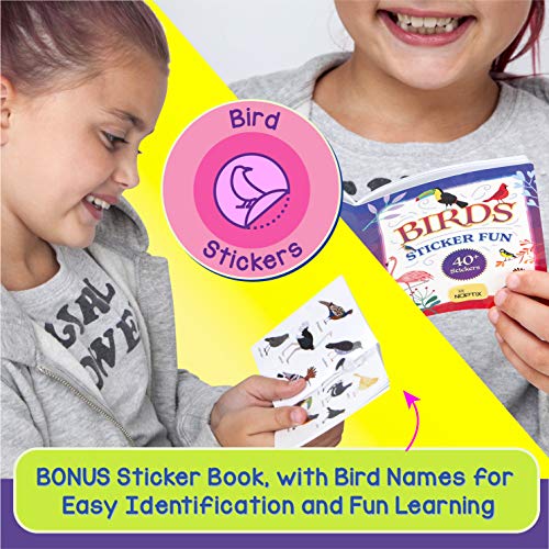 Binoculars for Kids, Girls or Boys Real Kids Binoculars in Vibrant Green Blue - Includes Sticker Book with 40 Bird Species - Small Toys for Toddlers - color: Green Blue