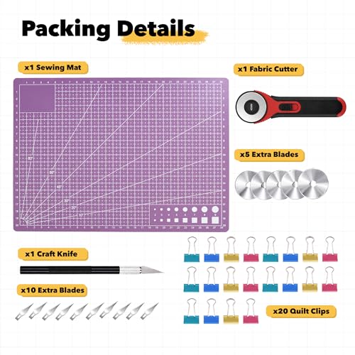 Mandala Crafts Self-Healing Purple Pink 9x12" A4 Cutting Mat Kit for Sewing - color: Purple Combo, size: 9 x 12 Inches Mat Combo