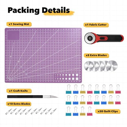 Mandala Crafts Self-Healing Purple Pink 24x36" A1 Sewing Cutting Mat Kit - color: Purple Combo, size: 24 x 36 Inches Mat Combo