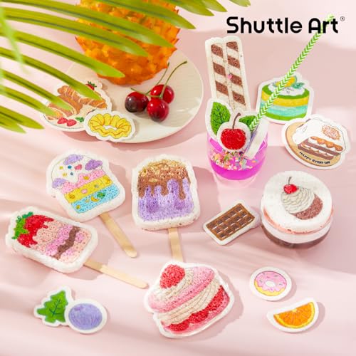 Shuttle Art 105 Pcs Magic Foam Texture Painting Kit Dessert Series: 24 Dessert Foam Pieces, Slime, Clay, Pastry Display Case, 12 Acrylic Paint Markers, Magical 3D Effect DIY Art for Kids Ages 3-12 - color: Dessert Series - 105 Pcs