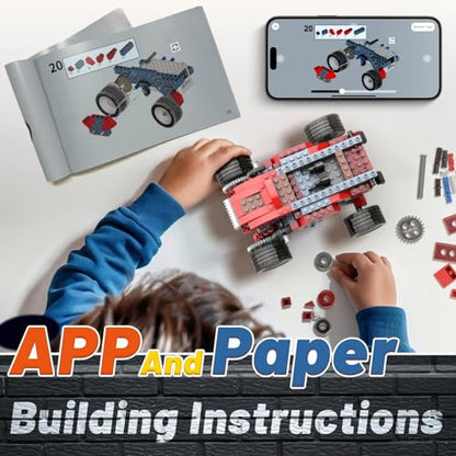 Apitor Robot B STEM Kits - Includes Large Storage Organizer, 8 in 1 Electric Monster Truck Building Toys for Kids 6-8 8-10, Educational Construction Science Kit for Boys 6-12 Christmas Birthday Gift - style: Robot B(Storage)