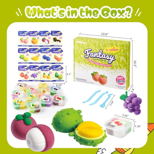 Both idea Air Dry Clay Kit with 12 Fruit Projects – Modeling Clay with Sculpting Tools, Step-by-Step Guide, DIY Arts and Crafts Set for Boys and Girls, Classroom Birthday Party Activity Family - style: Nutrition Planet
