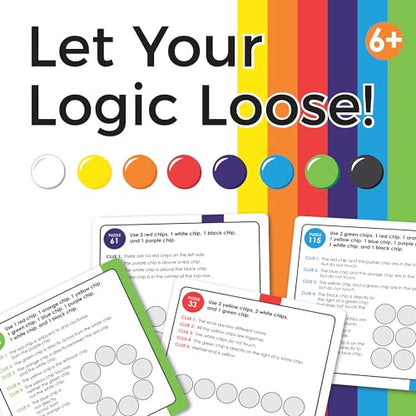 MindWare Logic Links Puzzle Games - Brain Teaser Puzzles for Kids and Brain Games for Adults - 166 Challenging Brain Puzzles, 32 Game Chips - Ages 6+