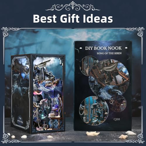 MiniCity Song of Sirens Book Nook Kit, DIY 3D Wooden Scene Puzzle with LED - color: The Song of Sirens