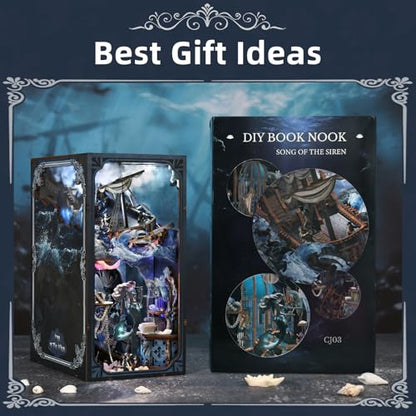 MiniCity Song of Sirens Book Nook Kit, DIY 3D Wooden Scene Puzzle with LED - color: The Song of Sirens