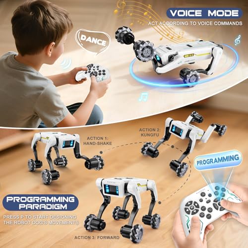 Smart Robot Dog with Wheels, 30+ Programmable Actions, Voice & Remote - style: Robot Dog with Wheels