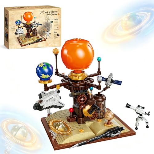 672Pcs Spinning Solar System Building Block Set, Rotating Planet Model Kit