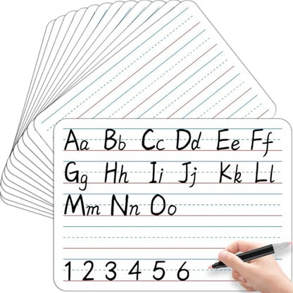 24pcs Double Sided Cardboard Lined Dry Erase Whiteboard Ruled Writing Paper Cardboard Handwriting Practice for Student Teacher Learning Tool Mini Portable Drawing Learning 12" x 9" - style: Double Sided Lined Whiteboard