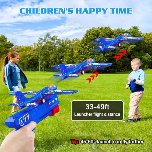 LJZJ 3pk LED Foam Plane Launcher, 2 Modes Outdoor Toy Gift Boys Girls 3+ - size: 3 Planes (1 Launcher)