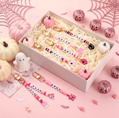 Tondiamo 2823 Pcs Pink Halloween Bead Keychain DIY Craft Making Kit - style: Pink Halloween