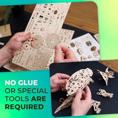 UGEARS Triceratops, 3D Puzzle, 5.6-inch Height, Dinosaur Model Kit Dino Wood Puzzle Animal Models for Adult Brain Teaser, Hobby Set - style: Triceratops