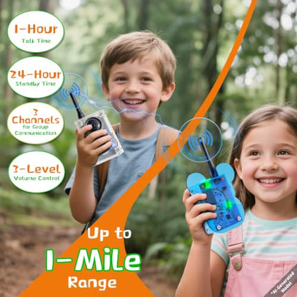 eUda+ STEM Walkie-Talkies Kit Stem Toys for Ages 8-13-15-18+ Building Toys for Boys Age 8-12-14-16-17+ Science Experiments for Kids 9-12 DIY Kits for Kids Teenage Girl Gifts (Assembly Version, BTB) - size: Assembly Version, Bear-Transparent Blue (BTB)