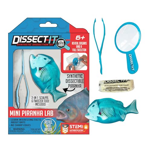 Top Secret Toys Dissect-It Mini Labs Piranha Lab Dissection Kit for Kids, Realistic Synthetic Kids Science Kit - On, Biology and Animal Anatomy, STEM Toy, Ages 6+ - style: Mini Piranha