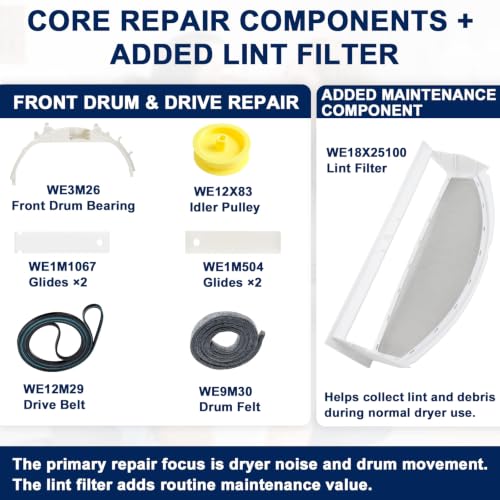 WE49X20697 Dryer Bearing Kit Replacement for Select GE Dryers