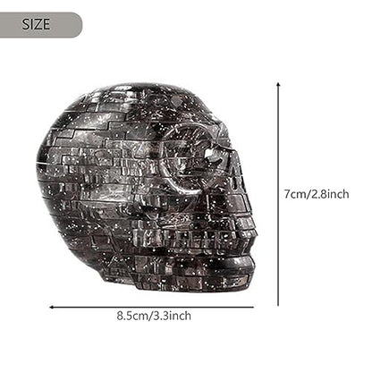 3D Crystal Skull Puzzle,Crystal Puzzle Brainteasers for Puzzlers Ages 16 and Up,50PCS(Black) - color: Black-skeleton