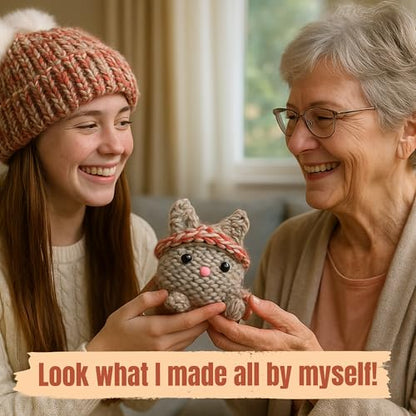 Knitting Kit for Kids - Beginner Loom Knitting Kit to Make a Hat & Cat - style: Cat & Hat