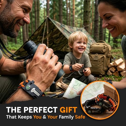 Tactical Paracord Survival Bracelets - style: 1 Black Bracelet - 1 Orange w/ Black Bracelet