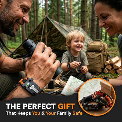 Tactical Paracord Survival Bracelets - style: 1 Black Bracelet - 1 Orange w/ Black Bracelet
