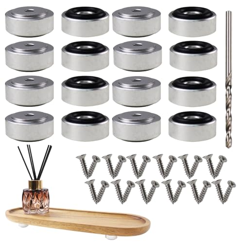 Pallet Metal Feet with Screws, 13/16" W x 3/8" H Butcher Block Non Slip Pads for Wood, Bamboo Cutting Board (Silver),(Set of 16) - color: 16P-Silver