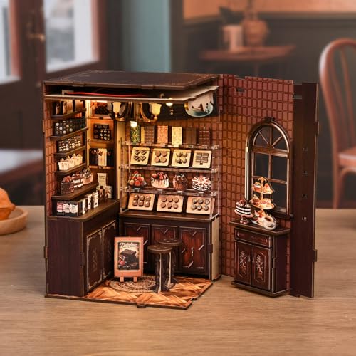 Book Nook Kit, DIY Dollhouse Miniature House with LED Bookshelf Decor Home Decor, 3D Wooden Puzzle Craft and Creative Gifts for Adults, Teens, Beginners (Sweet Chapter) - style: Sweet Chapter