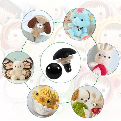 TOAOB 150pcs 16mm Black Plastic Safety Eyes Crafts Safety Eyes with 150pcs Washers for Stuffed Animals Amigurumis Crochet Doll Making - size: 16mm