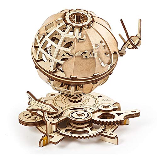 UGEARS Globe 3D Wooden Puzzles for Adults - Wooden Model Kits for Adults Brain Teaser Puzzles Models for Adult to Build Mechanical Models Educational World Globes Puzzle Hobby Set