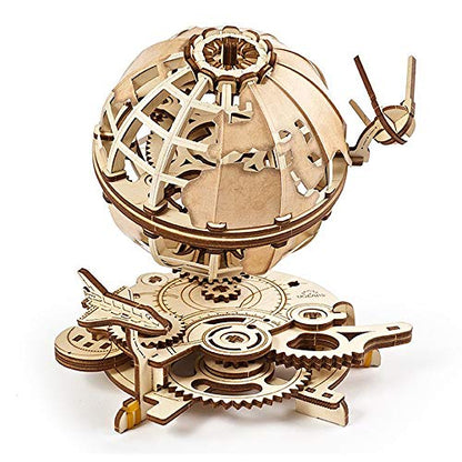 UGEARS Globe 3D Wooden Puzzles for Adults - Wooden Model Kits for Adults Brain Teaser Puzzles Models for Adult to Build Mechanical Models Educational World Globes Puzzle Hobby Set