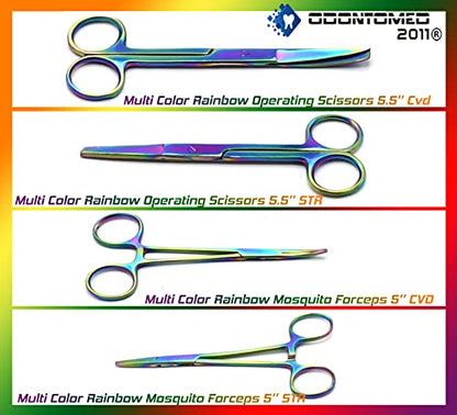 OdontoMed2011® Advanced Anatomy Kit | Premium Stainless Steel Multi Titanium Rainbow Color | 24 Pcs Tools Set with Scalpel Knife Handle for Medic Students | Included in Case ODM