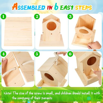 Liliful 4 Pack Bird House Kit for Kid, Wood DIY Birdhouse, Seasonal Style - color: Seasonal Style
