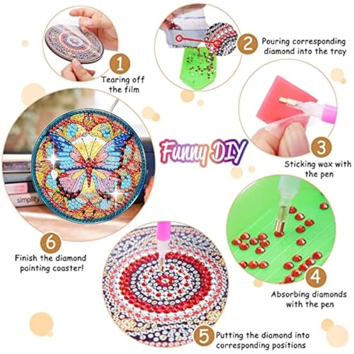 8 Pack Diamond Art Coasters,Butterfly Diamond Painting Coasters Kits - color: Butterfly Coasters
