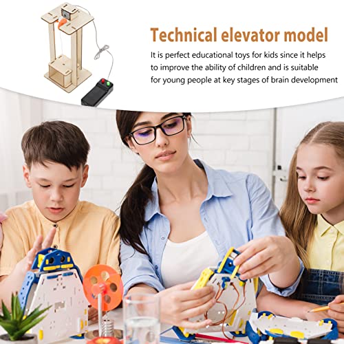 Toyvian Motorized Wooden Elevator STEM Projects for Kids Ages 8-12, DIY Working Lift Model with Controller, Physics Engineering Science Experiment Kit, 3D Wooden Puzzle Building Toy