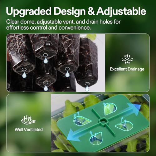 VIVOSUN 12-Pack Seed Starter Trays, 144-Cell Starter Kit with Humidity Dome - size: 12-Pack 144-Cell, style: Trays
