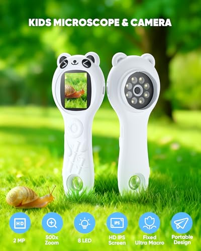 Microscope for Kids, Mini Pocket Handheld Kid Microscope for Toddlers, Educational Science Kit Toys, Christmas Birthday Gifts Toys for 3 4 5 6 7 8 9 10 Year Old - Panda - color: Panda