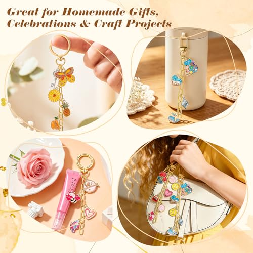 Ecoofor 400Pcs Charms Lip Gloss Keychain Making Kit, DIY Craft Supplies with Charms, Key Hooks, Jump Rings, Lobster Clasps, Chains & Tools, Jewelry Kit for Custom Keychains, DIY Handmade Gift - color: Gold - 400 Pcs Kit
