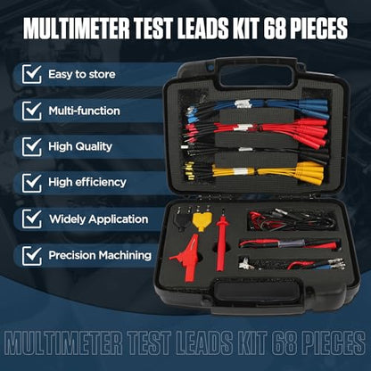 68 Pcs Automotive Circuit Test Lead Kit,Multimeter Test Leads Set,Electrical Breakout Leads Automotive Kit with 48 Pcs Terminals,Alligator Clip,Acicular Probe
