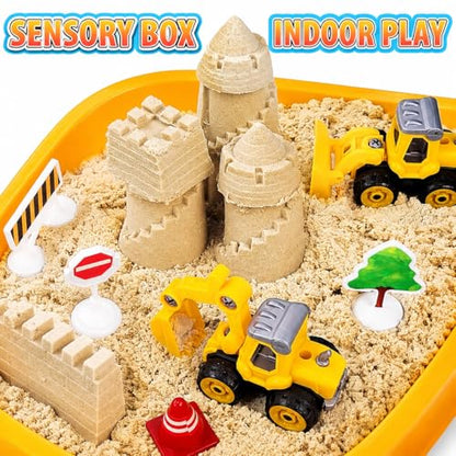Construction Sensory Bin，Sand Kit Gift for boys girls, Sensory Play Toys - style: Construction
