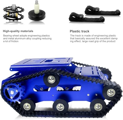 Smart Robot Car Chassis Kit Full Metal Big Tank Chassis with 2WD Motors for Arduino Raspberry Pi Jetson Python DIY Smart Car Learning Kit(Blue1, with Encoder Motor) - color: Blue1
