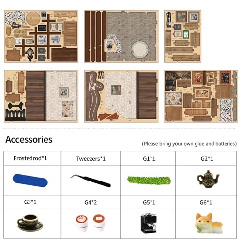 DIY Miniature Dollhouse Kit, 3D Wooden Puzzle Coffee Shop Model, Creative Mini Cafe Building Set with Furniture, Arts and Crafts Gift for Adults & Teens (Country Cafe) - style: Rustic