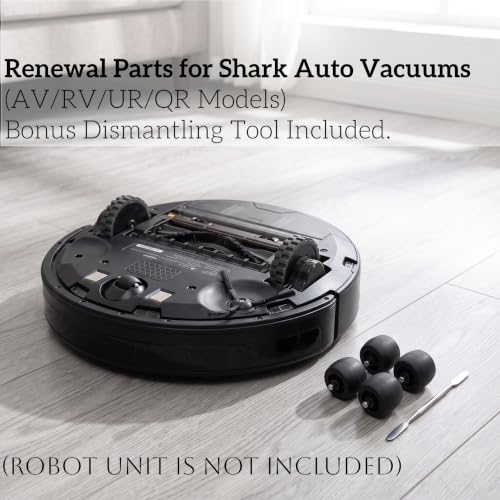 4-Pack Front Caster Wheel Replacement with Disassembly Tool, Compatible with Shark Robot Vacuum AV, RV, UR, QR Series, Parts Fit R101AE, RV1001AE, UR1100SRUS, AV1002AE